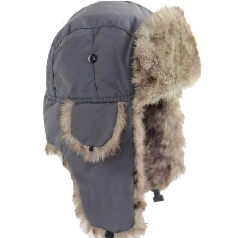 ASWER Trapper Trooper Hat Warm Winter Skiing Cap Women Men Windproof Grey - Image 1